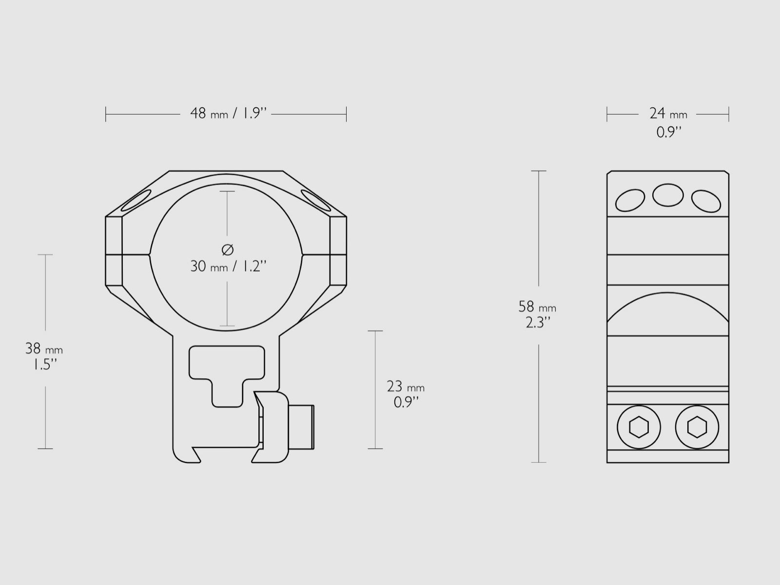 HAWKE 24108 taktische Ringmontage 9 bis 11mm Extra Hoch 30mm 2 Stück