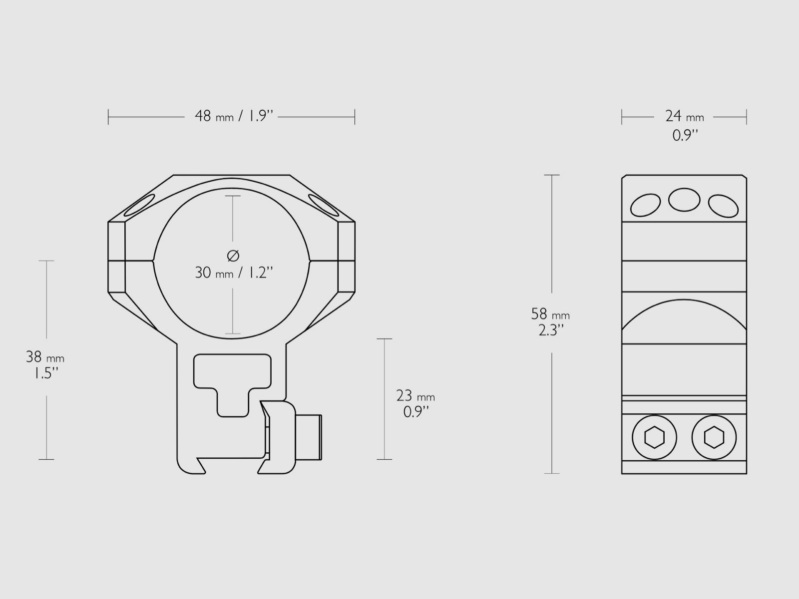 HAWKE 24108 tactical ring mount 9 to 11mm Extra High 30mm 2 pieces