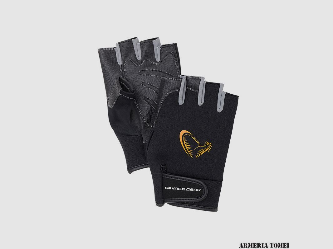 GLOVES – SAVAGE GEAR – NEOPRENE HALF FINGER BLACK