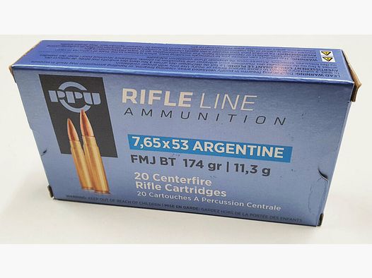 PPU Prvi Partizan Munitie PPU Prvi Partizan 7,65x53 Argentijnse FMJ Volmantel Boattail 174grains / 11,3g 20x in doos