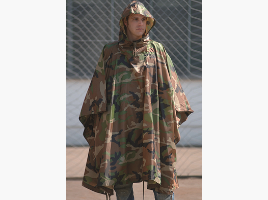 Poncho – Woodland | Włoski Vegetato | Oliwkowy