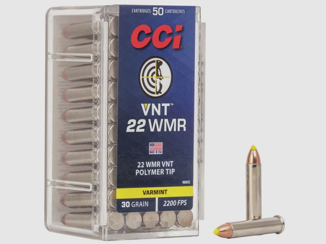 CCI VNT .22 WMR 30GR Polymer Tip 50 cartucce