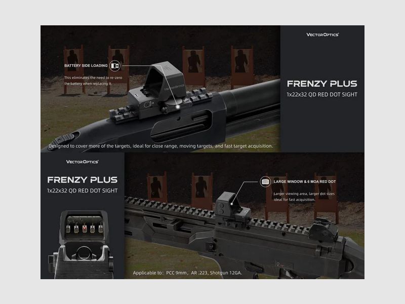 Vector Optics SCRD-65 Frenzy Plus F3 1x22x32 QD Reflex Sight