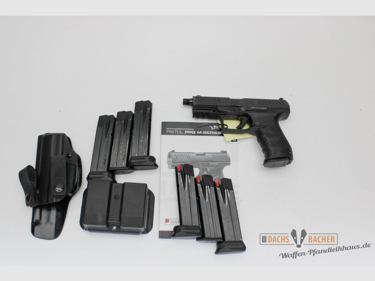 Pistolet Walther PPQ Navy SD kal. 9mm Luger z 7 magazynami i kaburą