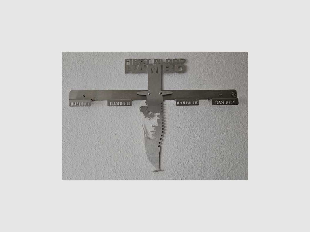 Rambo 1-4 Messer Designer Wandhalter Edelstahl 3D Effekt