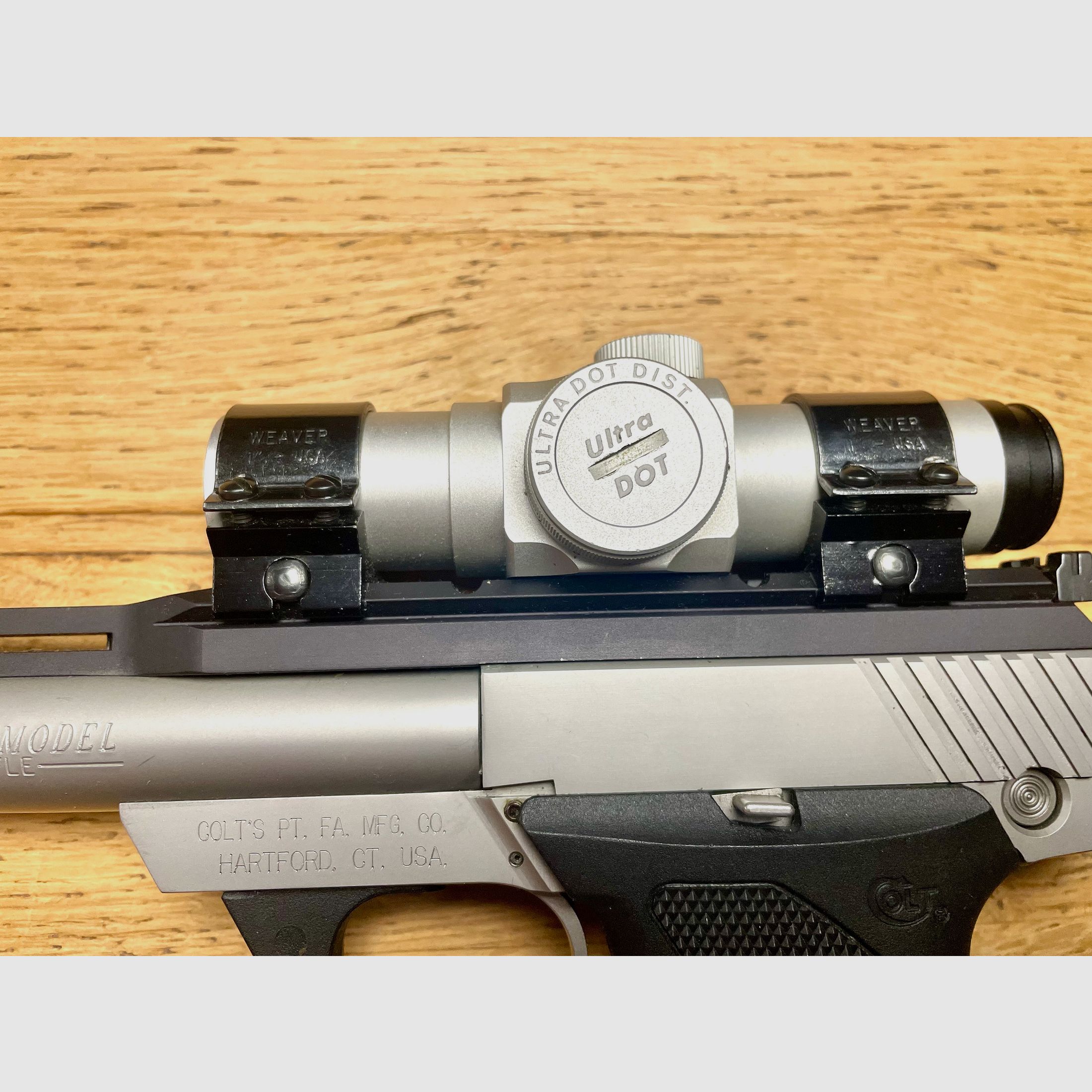Colt Target pistol model .22lr bull barrel with Red Dot Ultra Dot Dist