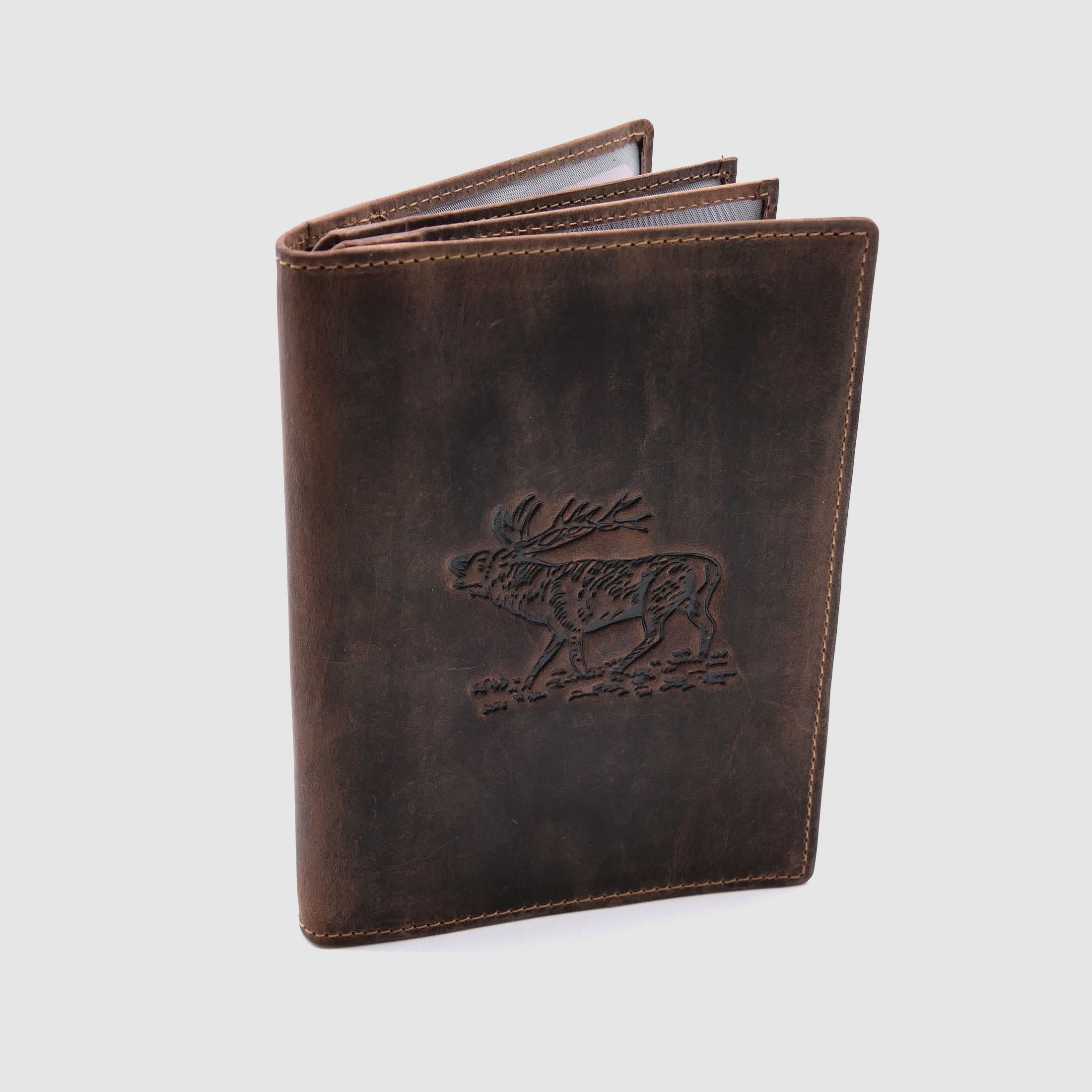 Greenburry Leder Jagdscheinmappe Ausweismappe Etui Hirsch braun 328B-stag-25