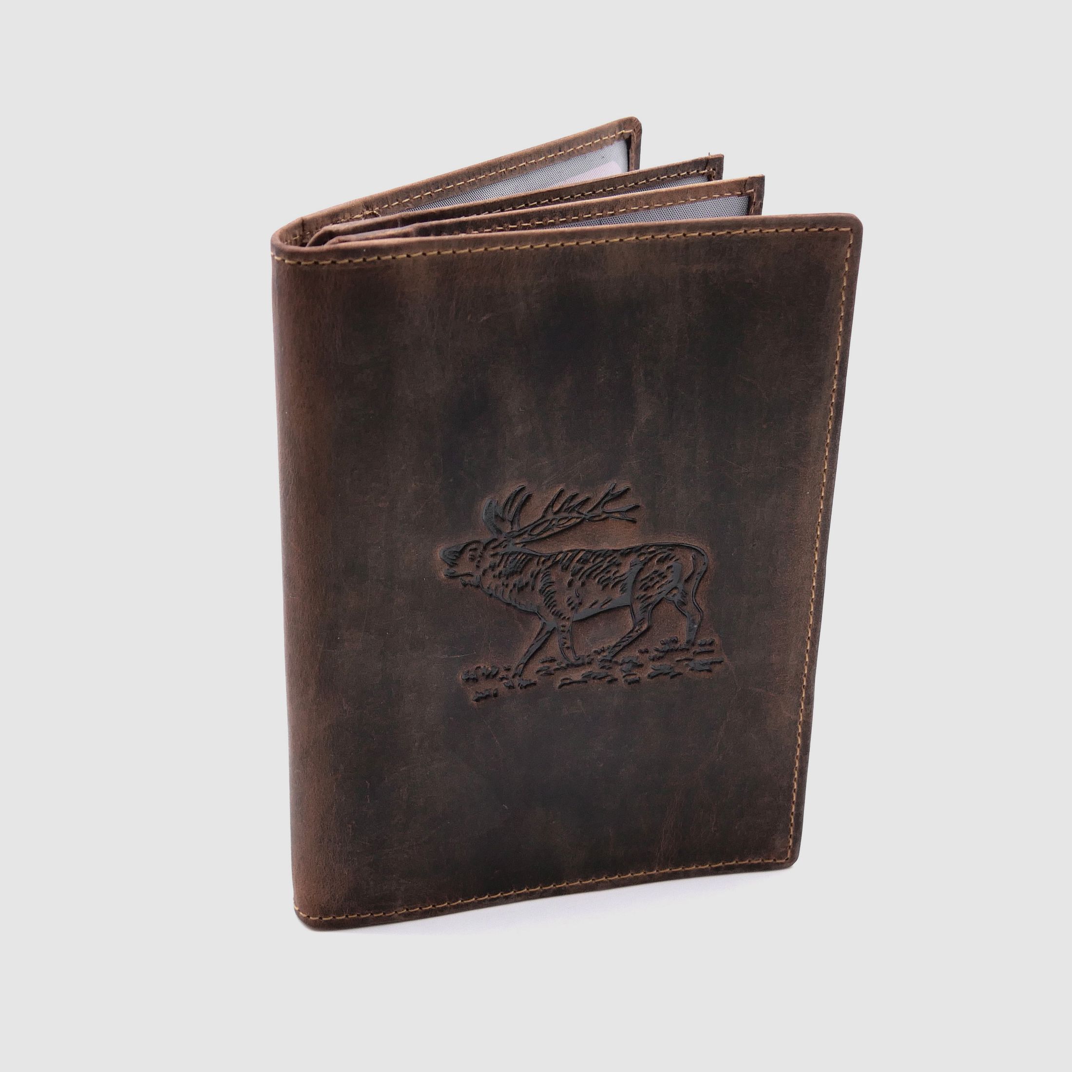 Greenburry Leder Jagdscheinmappe Ausweismappe Etui Hirsch braun 328B-stag-25