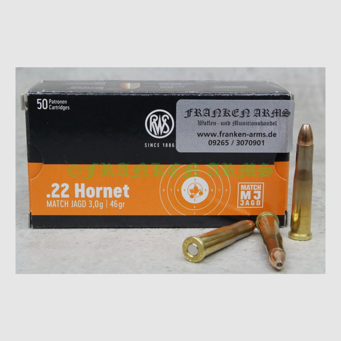 RWS	 MatchJagd .22 Hornet. 46gr. 3,0g 50Stück Staffelpreise