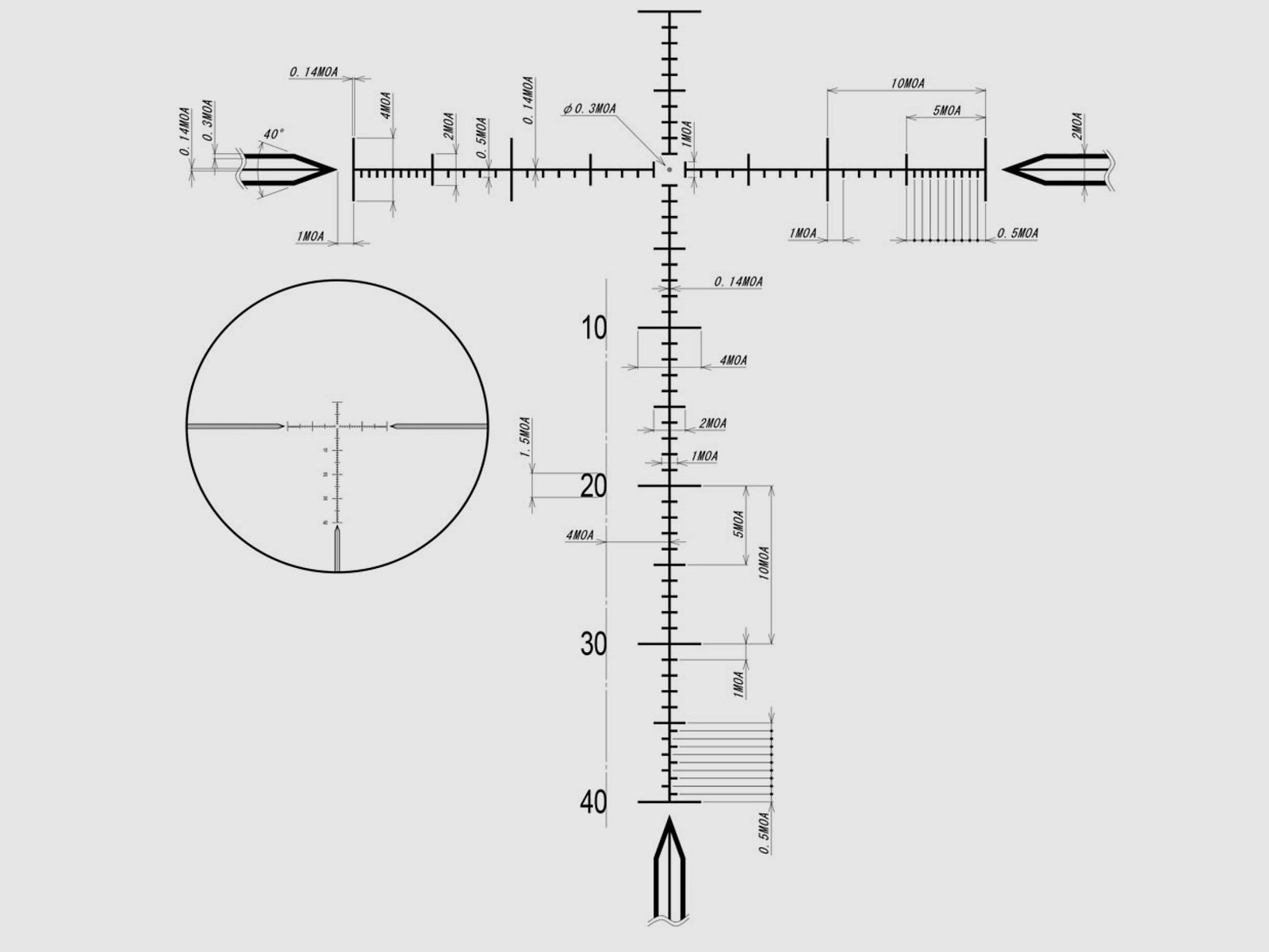 DDoptics 442511141 Zielfernrohr DDMP V10 4-40x50 Sportschießen 1/8 MOA tac-A