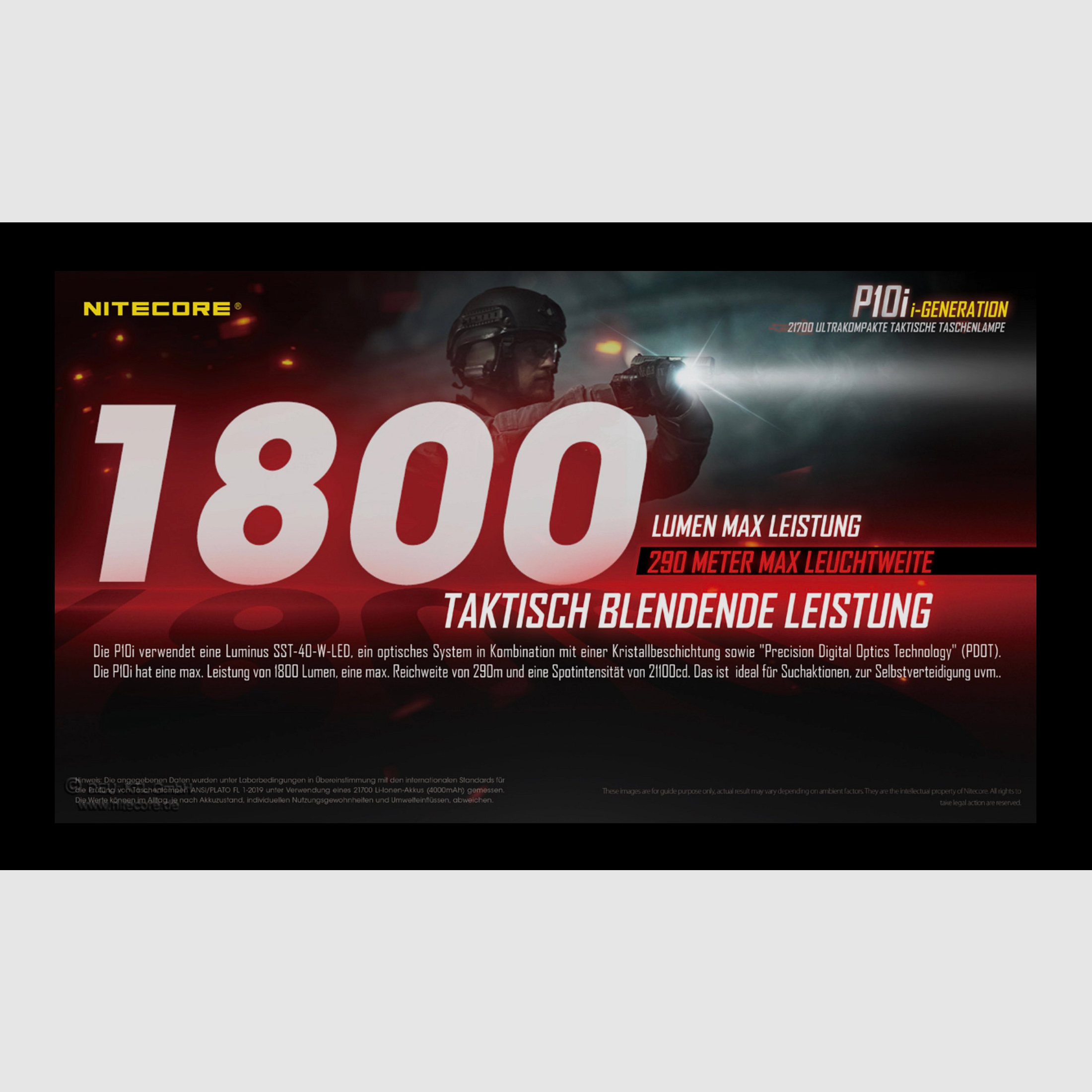 Nitecore P10i taktische LED Taschenlampe 1800 Lumen