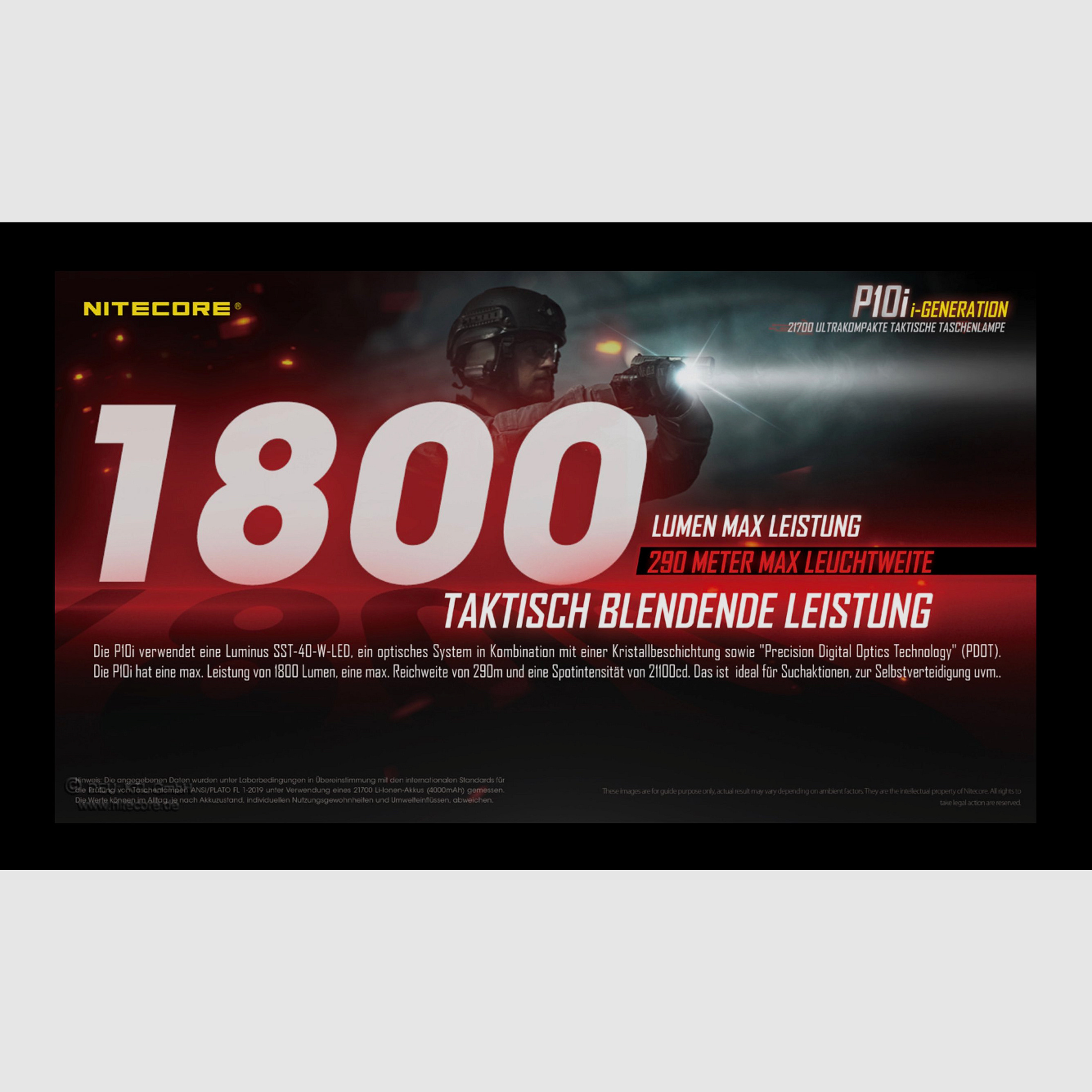 Nitecore P10i taktische LED Taschenlampe 1800 Lumen