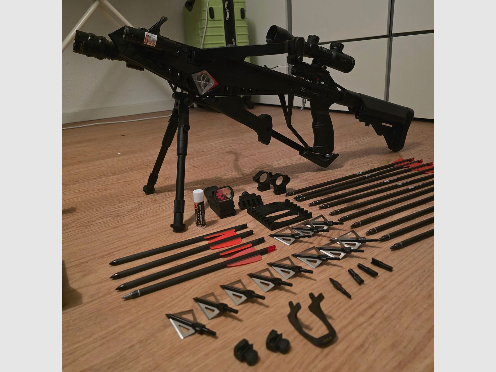 An Archery Cobra RX130 Sniper Crossbow with a lot of accessories