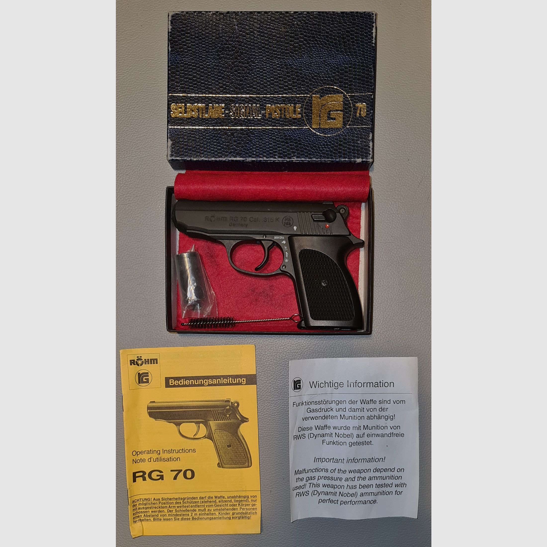 RÖHM RG 70 cal. 315 K / PTB 753 / SAMMLER SCHRECKSCHUSS GAS PISTOLE SILVESTER SELBSTVERTEIDIGUNG 