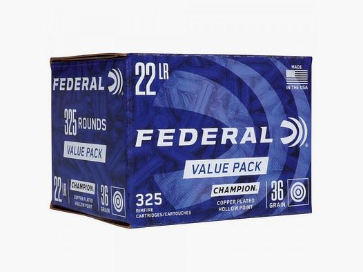 FEDERAL CHAMPION - COOPER PLATED HOLLOW POINT - .22LR - 36 GRS. 325 SHOTS