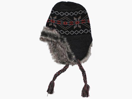 Bonnet Peru Puno, avec fourrure, noir/gris