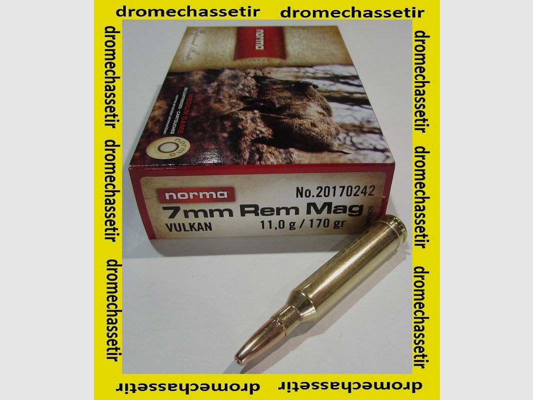 1 boite de 20 cartouche de calibre 7mm Remington Magnum, de marque Norma, ogives Vulkan de 170 grains