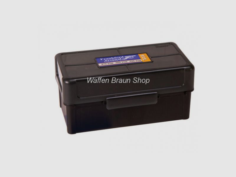 Frankford Arsenal Munitionsbox #515 mit Scharnier f. 50 Patronen .270 WSM, 7mm SAUM, .300 WSM