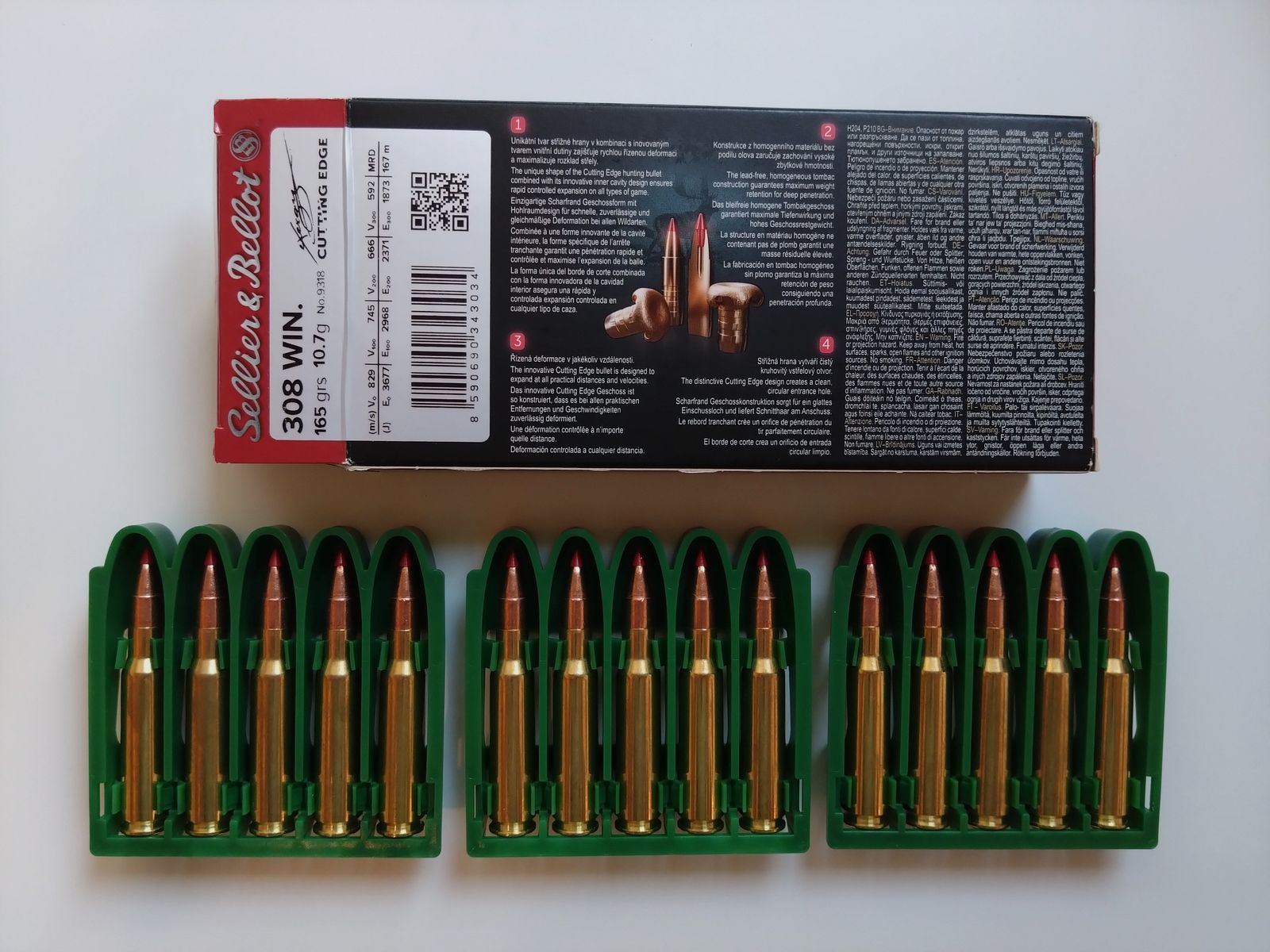 .308 Win cartouches de chasse 15 pcs S+B exergy EDGE 165 grs