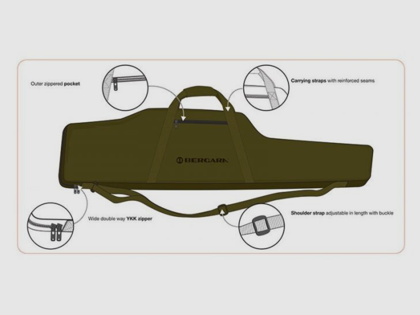 Bergara Futteral Langwaffenfutteral Groen Afmetingen 125x15,6x30 cm