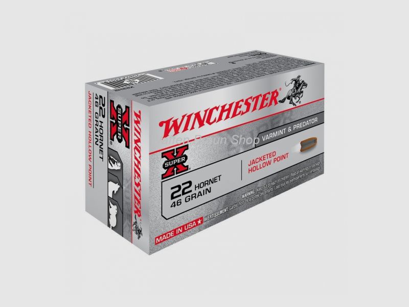 Winchester 22 Hornet, SUPER-X, 46gr, HOLLOW POINT, 50 pieces
