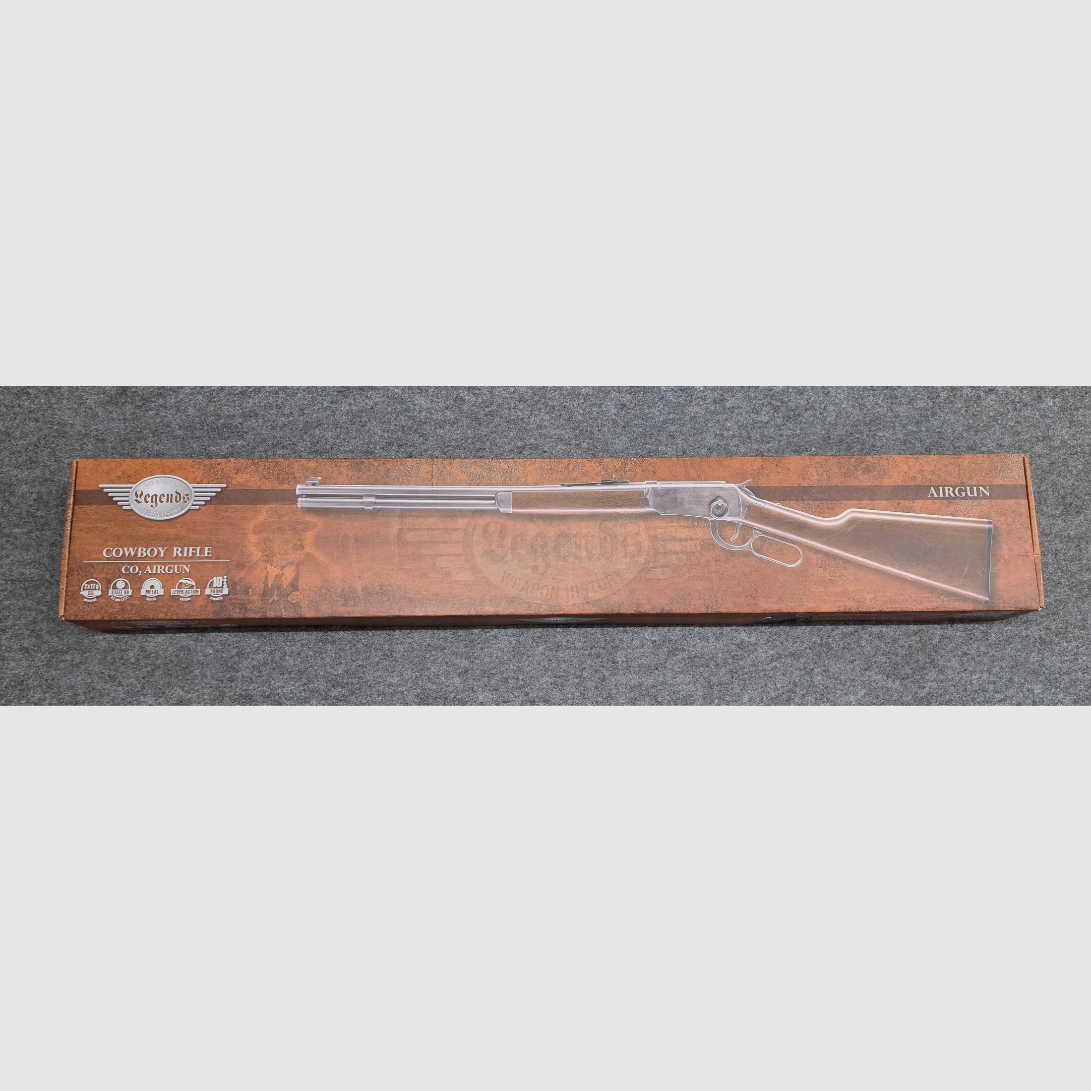 Beautiful Cowboy Rifle Lever Action Legends Co2 rifle Western in cal. 4.5mm with 10 cartridges
