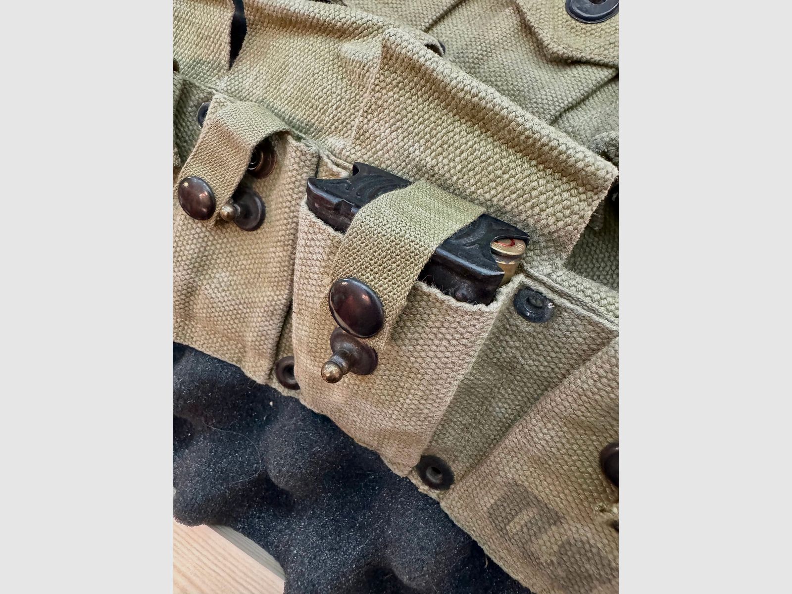 M1 Garand Patronengürtel US-Gürtel M-1923 M1 Garand, 1942, inkl. Munitionsclips (10 Stück, 8 Schuss Ladeclip WK II)