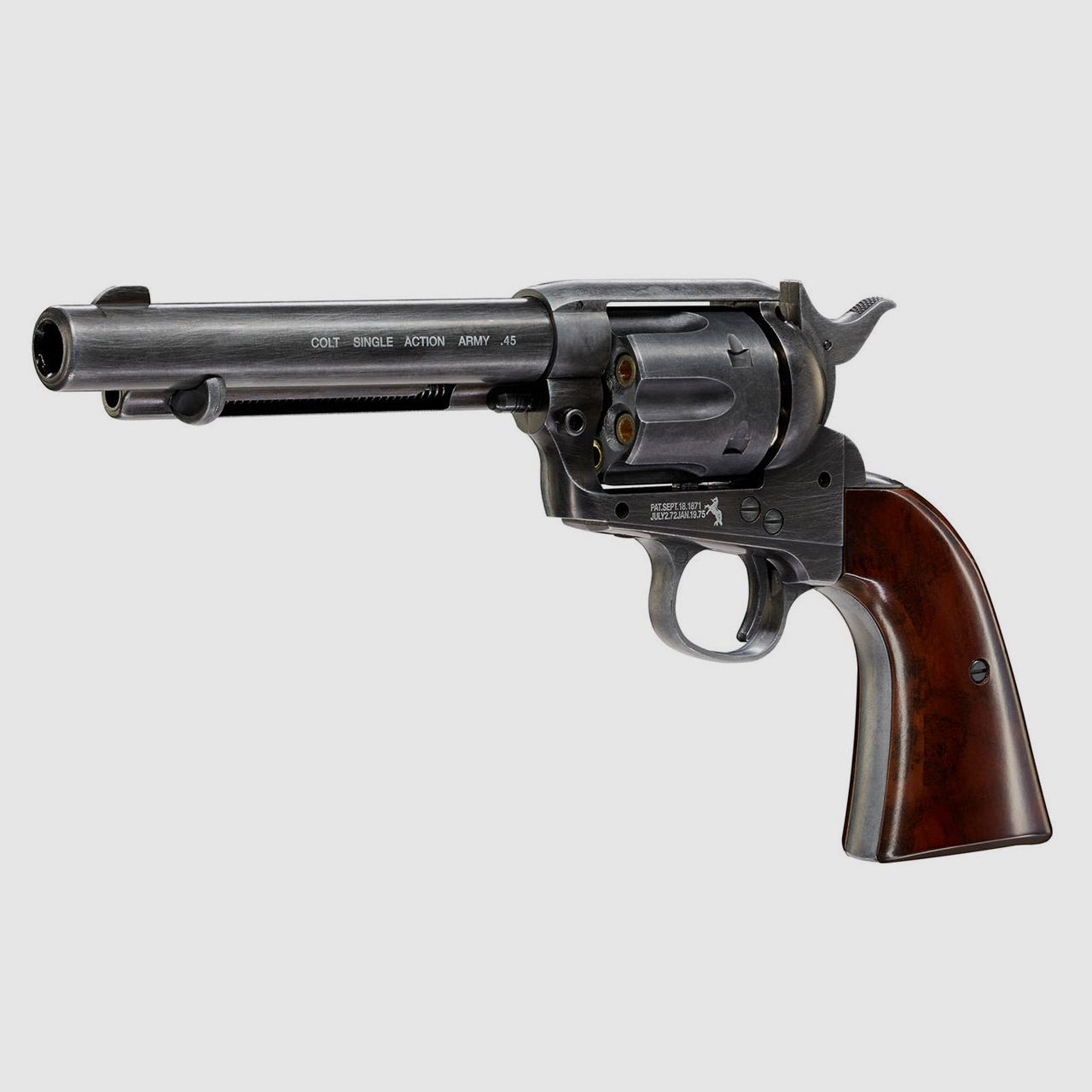 CO2 Revolver Colt Single Action Army SAA .45 5.5 Zoll Antik Finish Kaliber 4,5 mm BB (P18)+ Stahlrundkugeln CO2 Kapsel