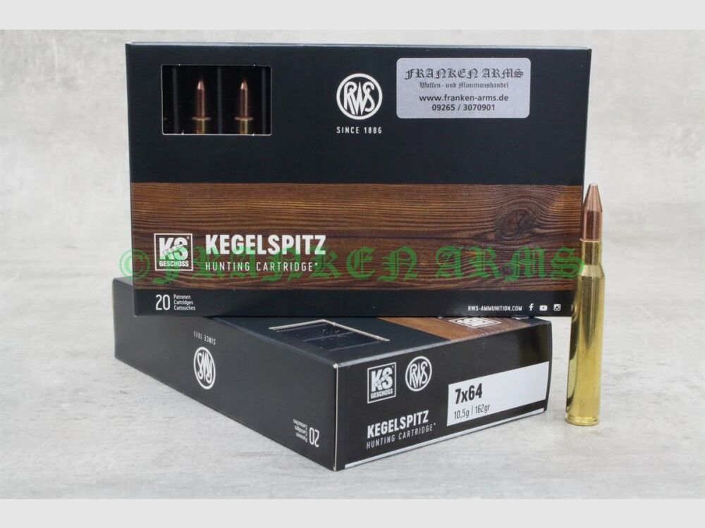 RWS Kegelspitz 7x64 162gr. 10,5g 20 pièces prix dégressif