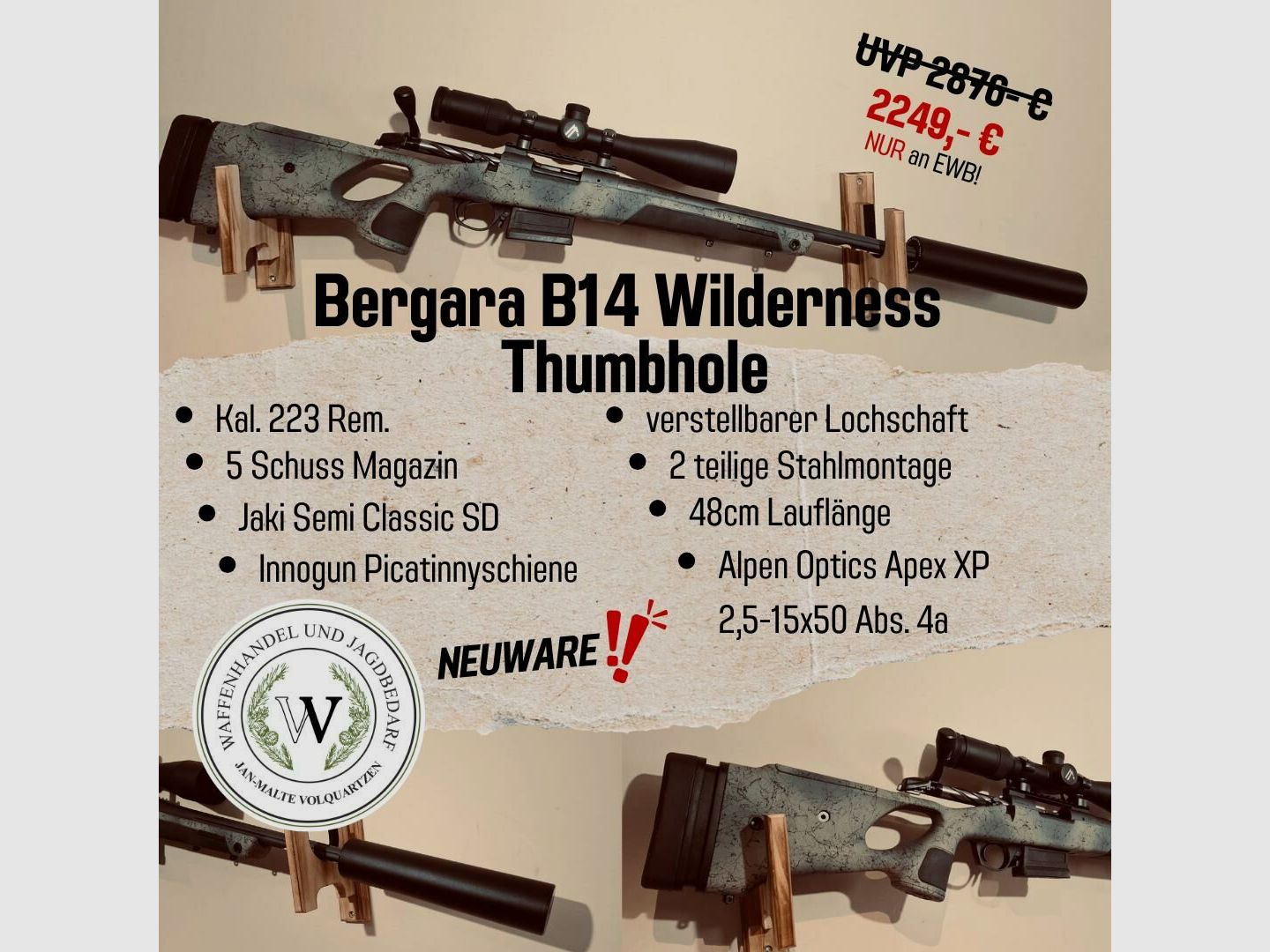 Bergara B14 Wilderness Thumbhole 223Rem