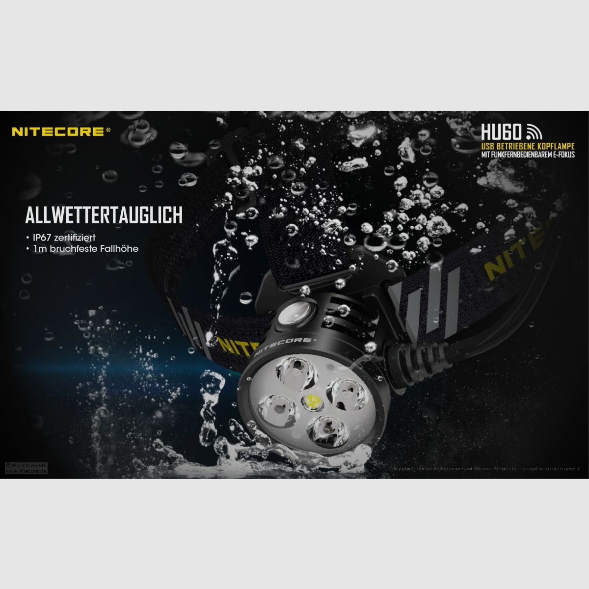 Nitecore HU60WB-2 Stirnlampe 1600 Lumen elektronischer Fokus inklusive Fernbedienung