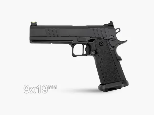 Tisas 2011 Duty High End Double Stack Pistole, 9mm Para, 17 Schuss, 5" Bull Barrel Lauf, OR RMR , Fiberoptik Korn