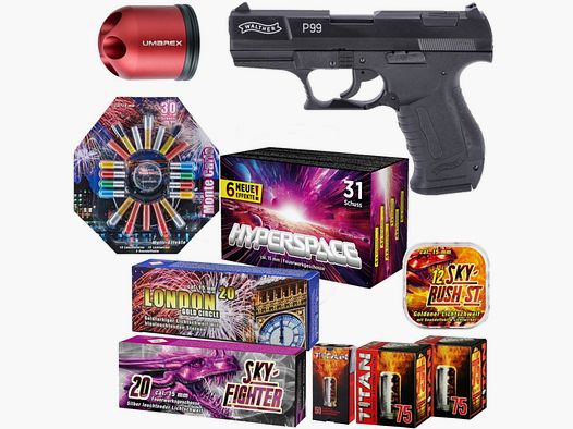 New Year's Set Walther P99 blank pistol 9 mm P.A.K. black