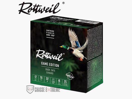 25 Cartridges ROTTWEIL Game Edition Steel Duck 34g Cal 12/70 Pb No. 4
