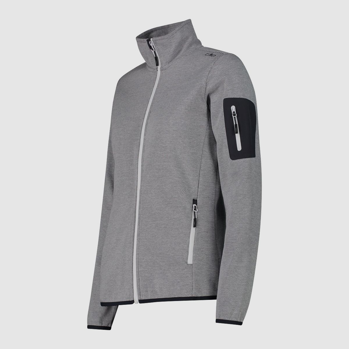 Giacca da donna CMP Knit-Tech-Fleece con strato interno in mesh Bianco Grafite