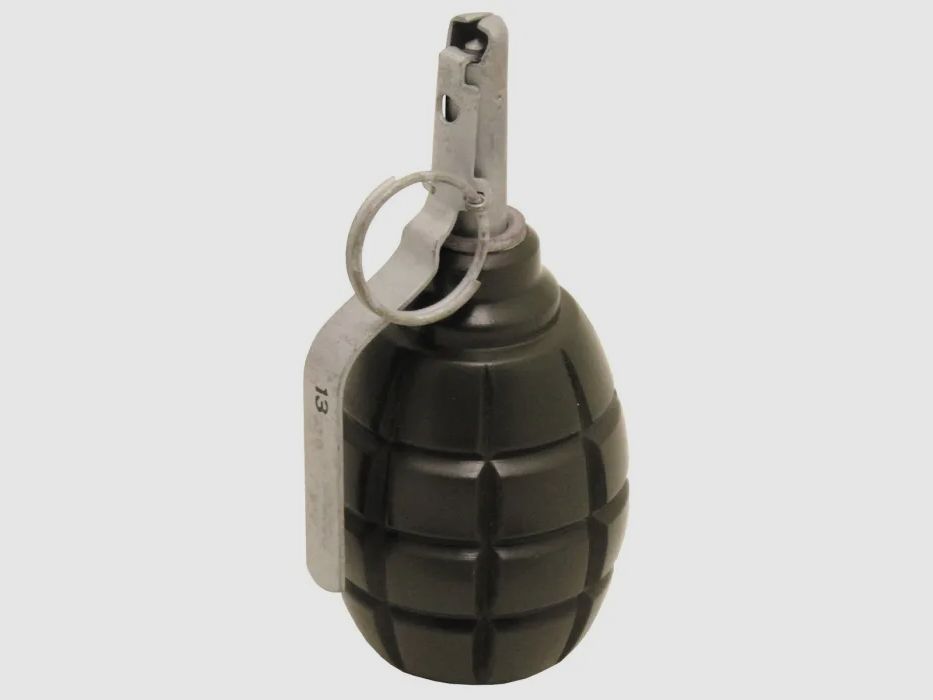 Grenade, "F 1", olive, wood, decoration