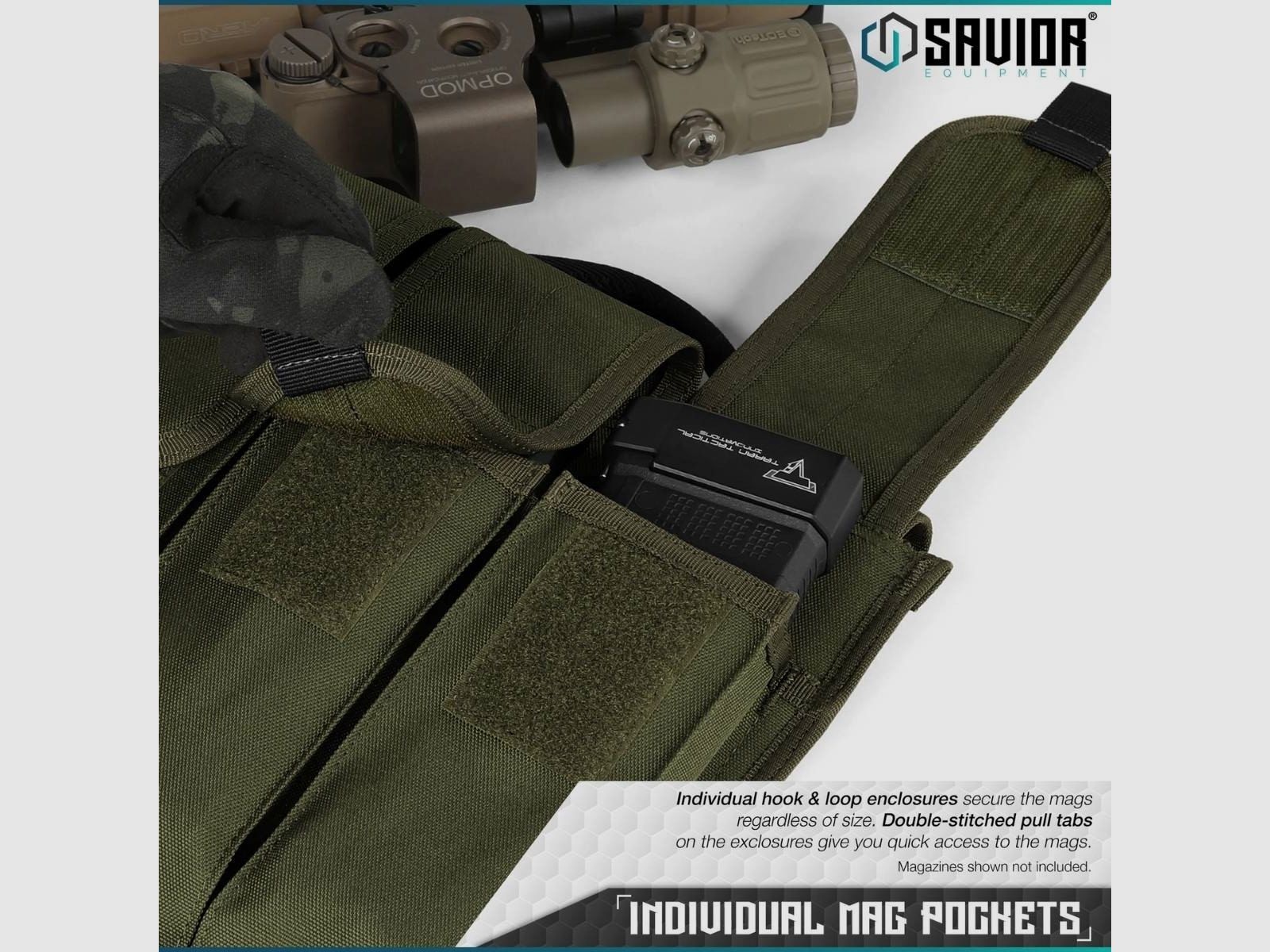Savior – Porta caricatori per carabina – Rifle Mag Pouch – 6 scomparti – OD Green – MP-RS-X6-ST-OG, immagine 4 di 6