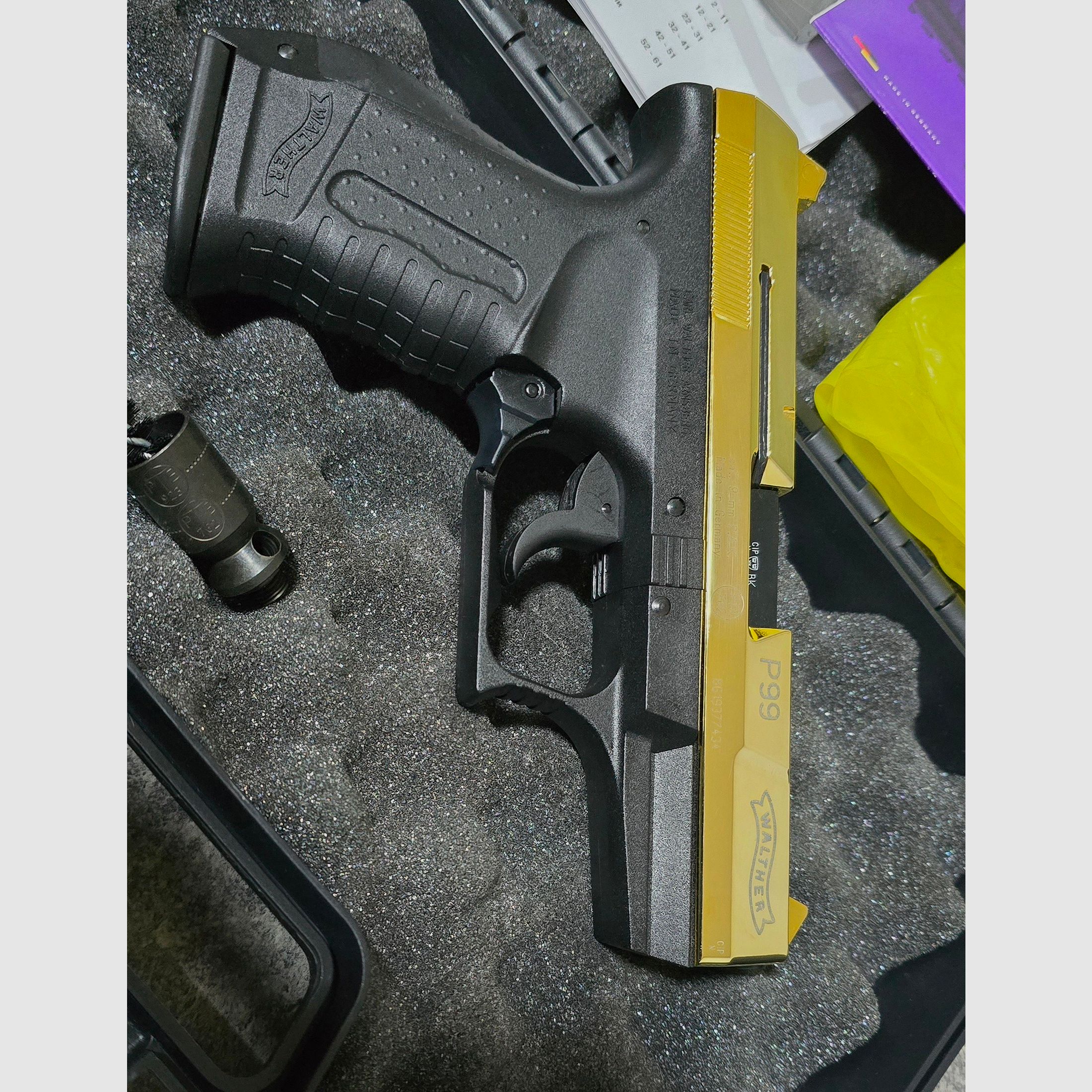 Walther P99 Gold Schreckschuss 9mm PAK placcato in oro 24 carati