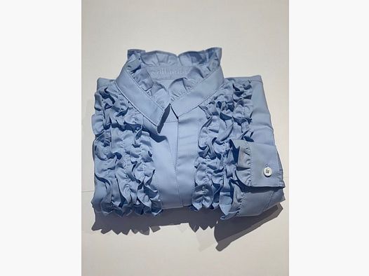 Wallmann langarmblouse met ruches in blauw
