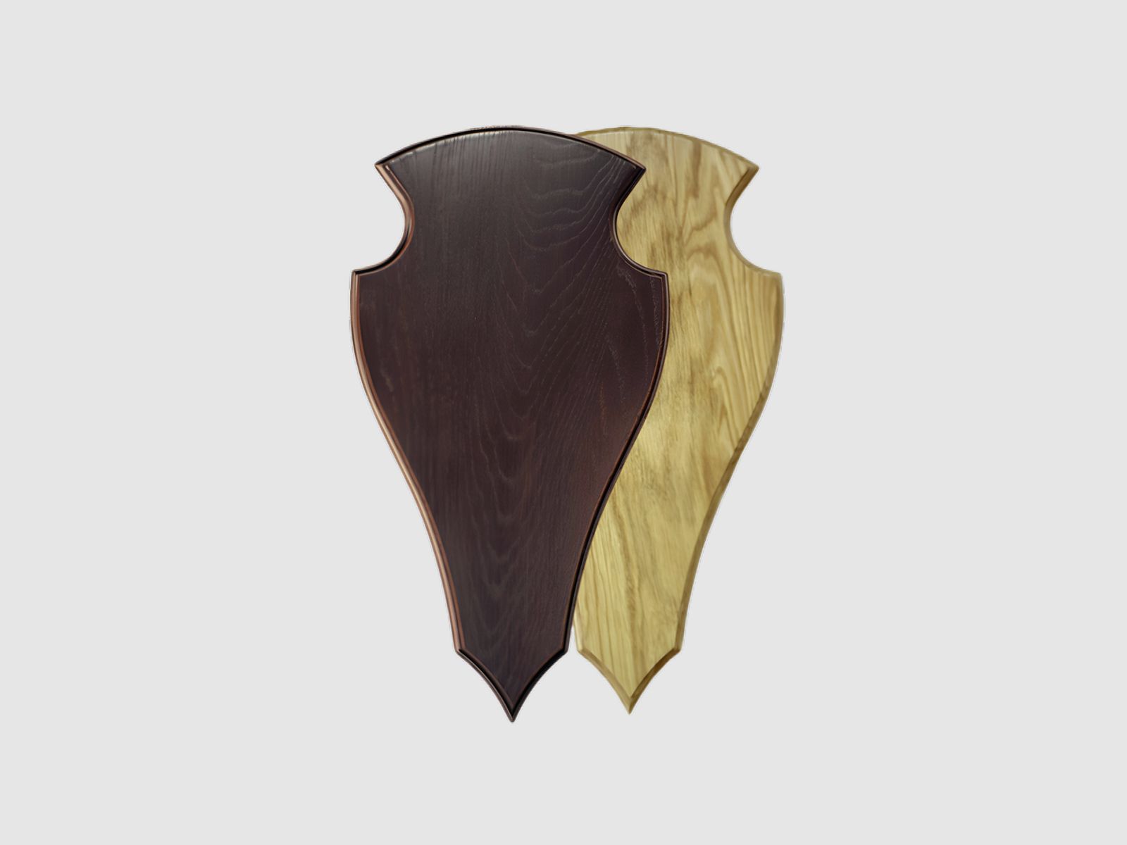 Hirschschild aus Eichenholz für Hirschgeweihe 43x22 cm