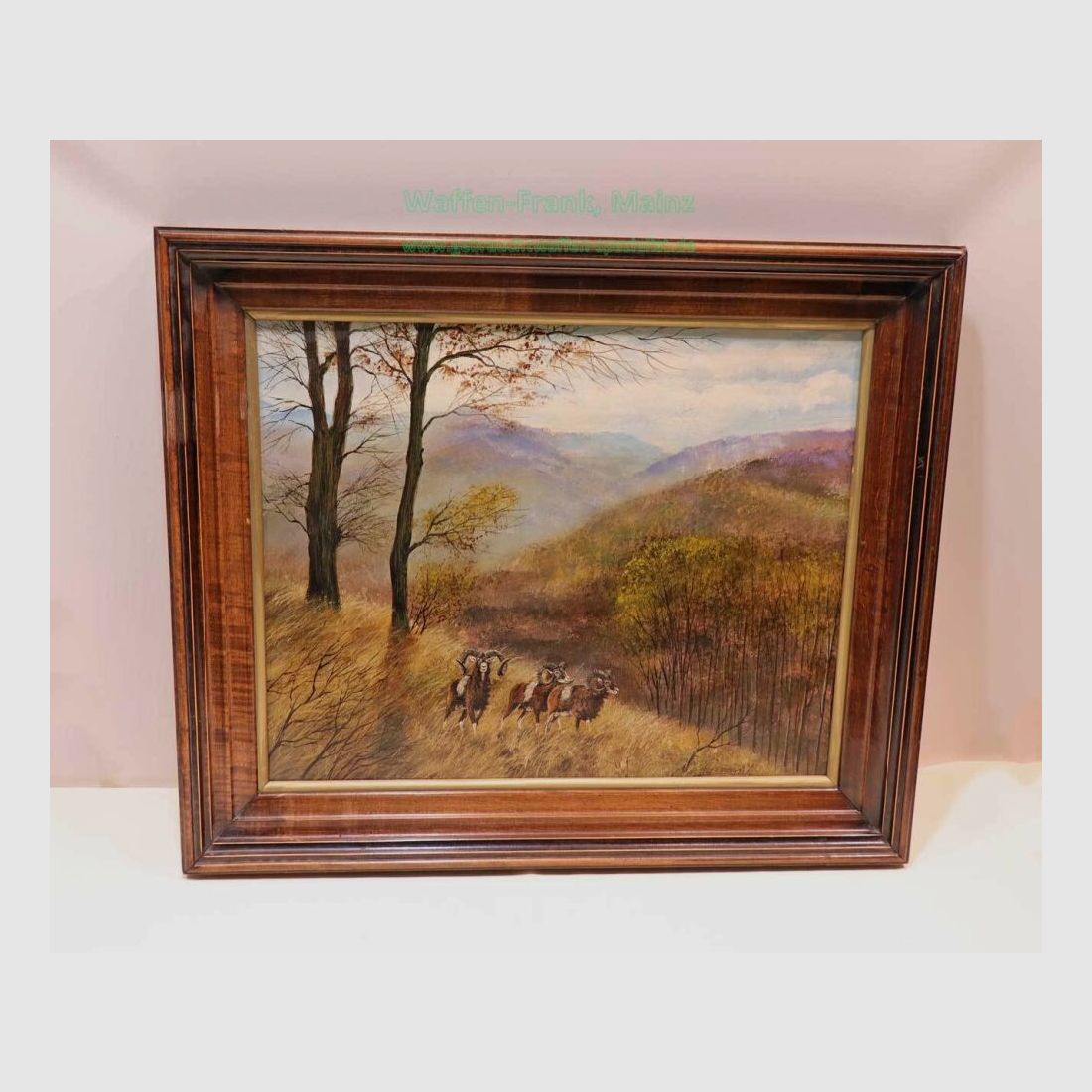 Peter Udvarnoki, Ungarn Bild/Gemälde/Ölgemälde Muffel in Wald/Hügellandschaft