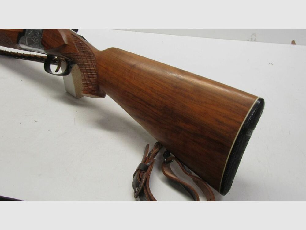 Bockdoppelflinte Laurona Spanien 12/70, LL 71 cm, sehr schöner Schaft 12/70