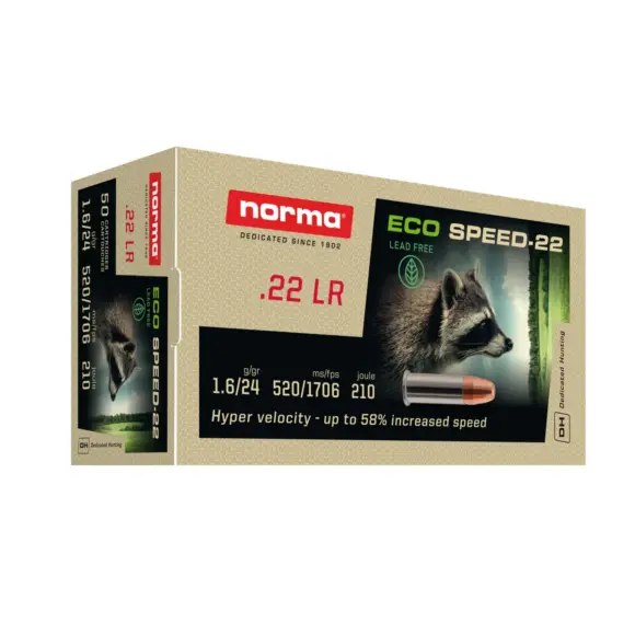 Patrony 22LR Norma Eco Speed-22 Miedź Powlekana 25 grains