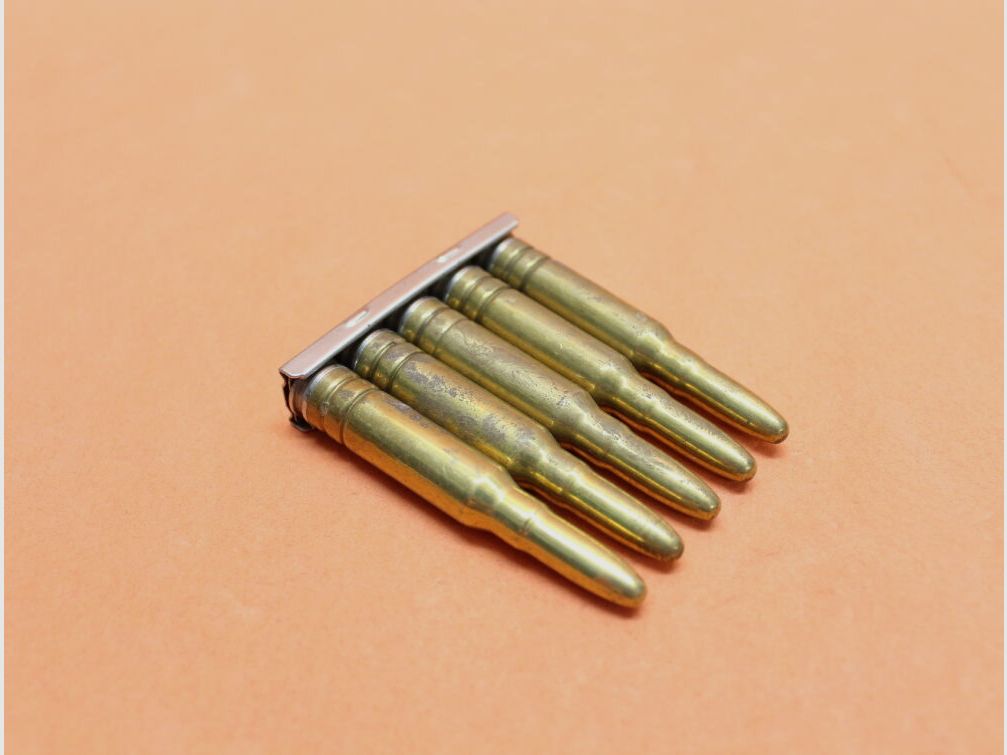 BUND SURPLUS Sammler-/Dekomunition .308Win Exerzierpatrone 7,62x51 BUND/ BGS 5 Stück incl. Ladestreifen FN FAL/G1