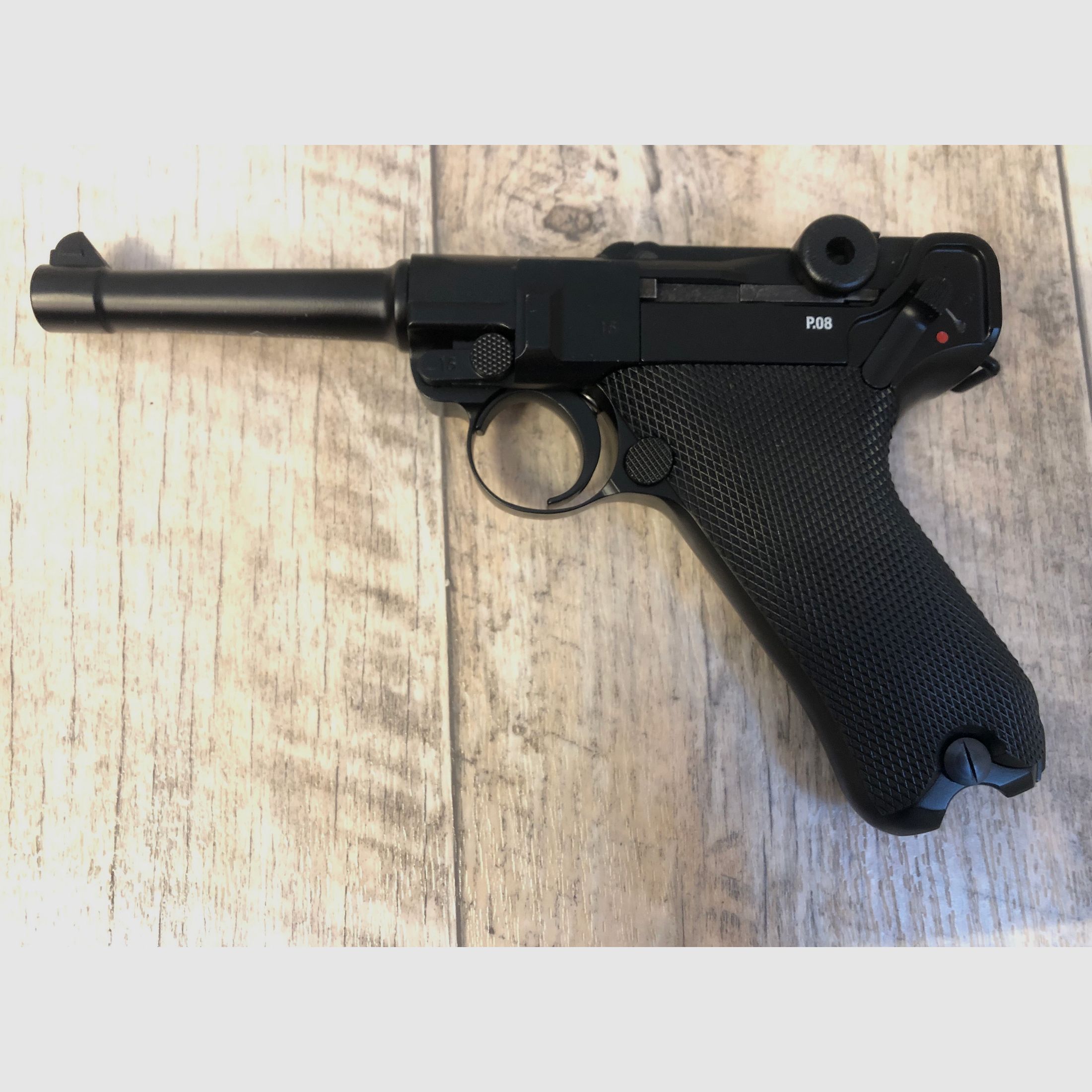 Legends air pistol P08 CO2, Parabellum pistol, 4.5 mm blowback, black, airgun