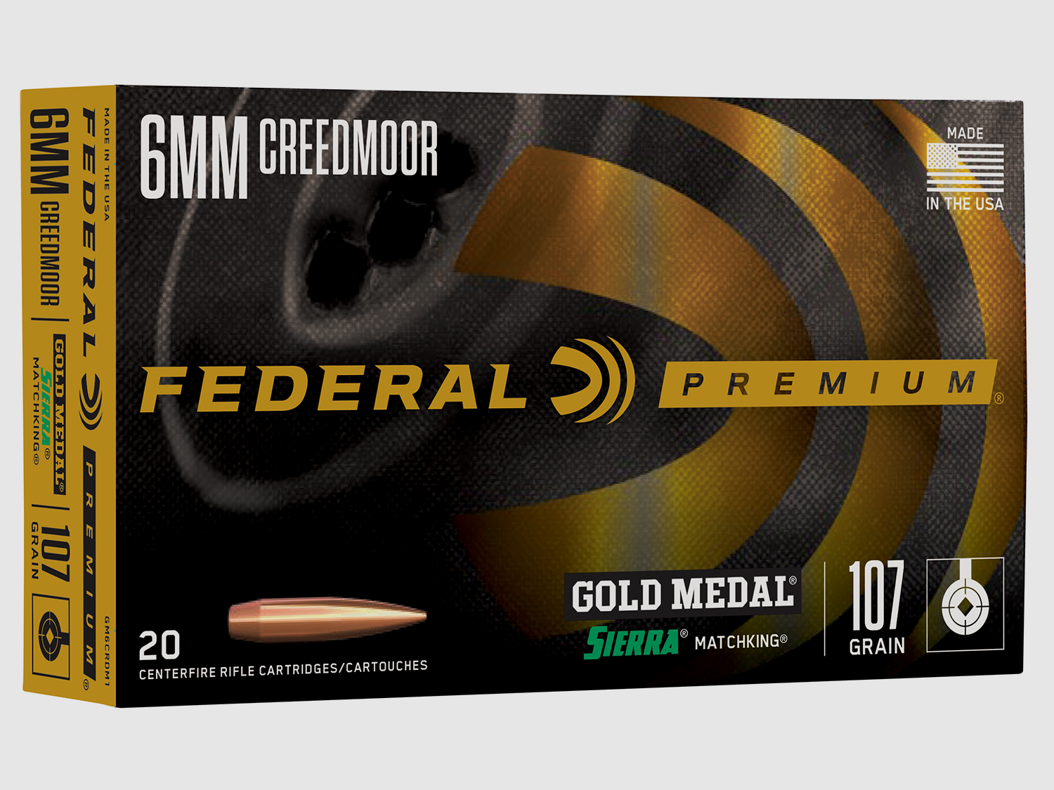 Federal Büchsenmunition Gold Medal 6 mm Creedmoor 6,9g Sierra Matchking Boat Tail Hollow Point