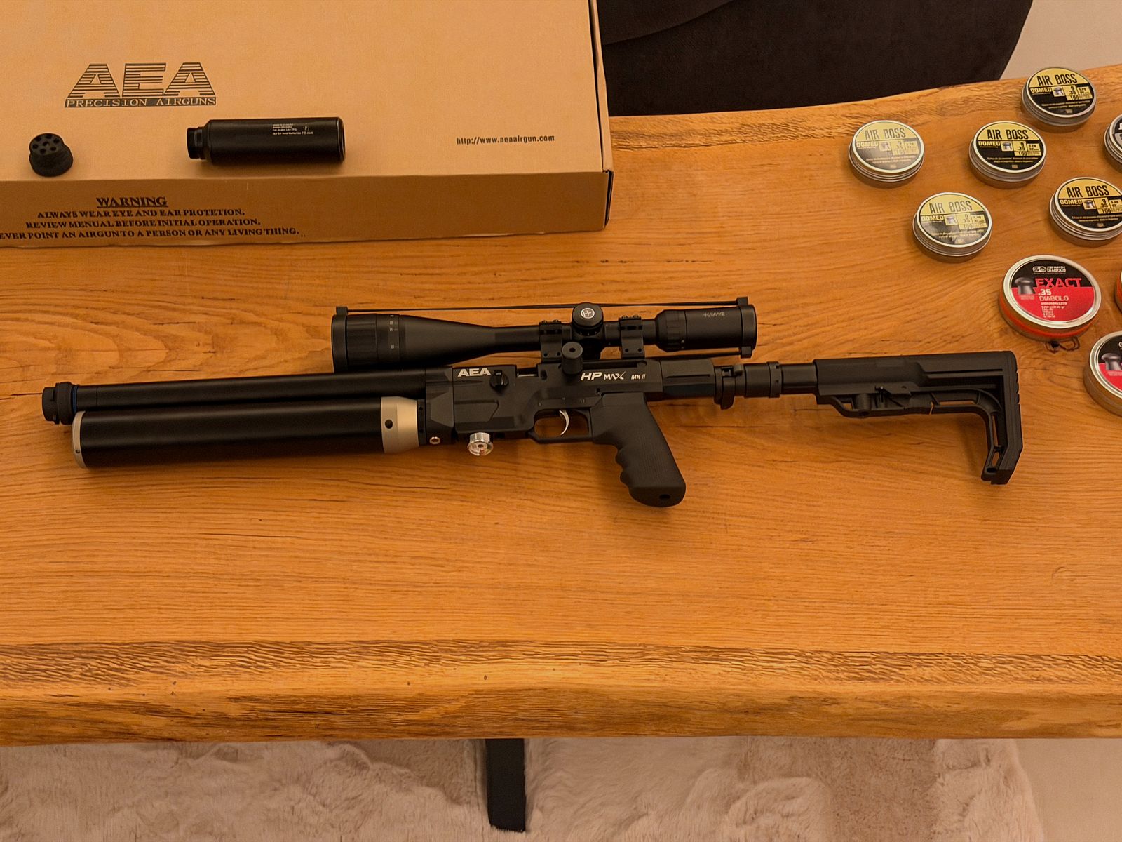 AEA HP Max MK2 + !!900 shots!! + JADS silencer + Hawke scope + lots of accessories