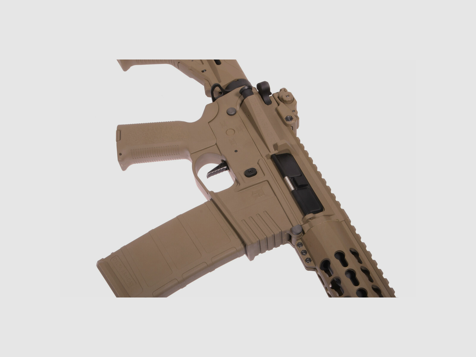 AR15 KeyMod 10 inch PREDATOR CHARLIE EAGLE ETU Tan S-AEG Airsoft Rifle Free from 18 Years | Delta Armory