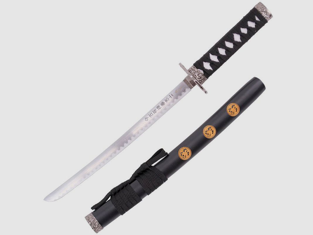 Mini katana czarna w zestawie z podstawą