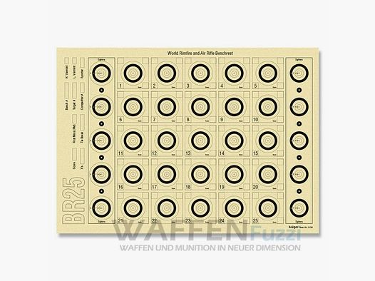 Cible de benchrest BR 25 dimensions 42x29,7cm 100 pièces.